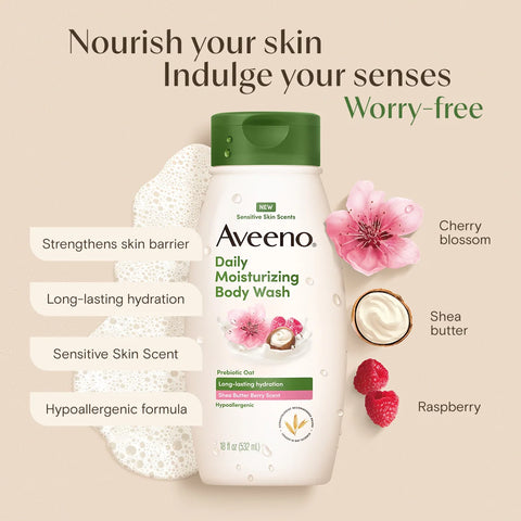Daily Moisturizing Body Wash, Shea Butter Berry Scent, Sensitive Skin Scents