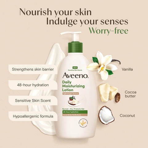 Daily Moisturizing Body Lotion, Cocoa Butter Vanilla Scent, Sensitive Skin Scents