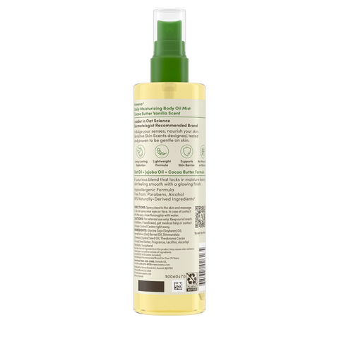 Daily Moisturizing Body Oil Mist, Cocoa Butter Vanilla Scent, Sensitive Skin Scents - 6.7oz
