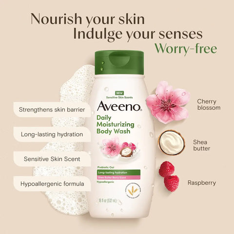 Daily Moisturizing Body Wash, Shea Butter Berry Scent, Sensitive Skin Scents