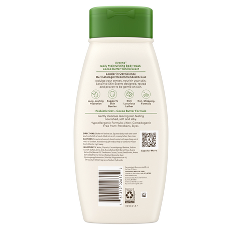 Daily Moisturizing Body Wash, Cocoa Butter Vanilla Scent, Sensitive Skin Scents