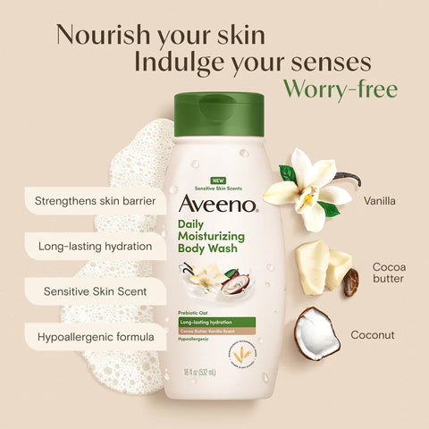 Daily Moisturizing Body Wash, Cocoa Butter Vanilla Scent, Sensitive Skin Scents