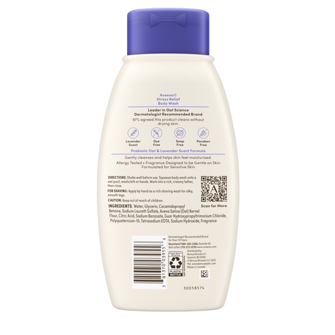 Stress Relief Oat Body Wash, Lavender Scent - 12oz